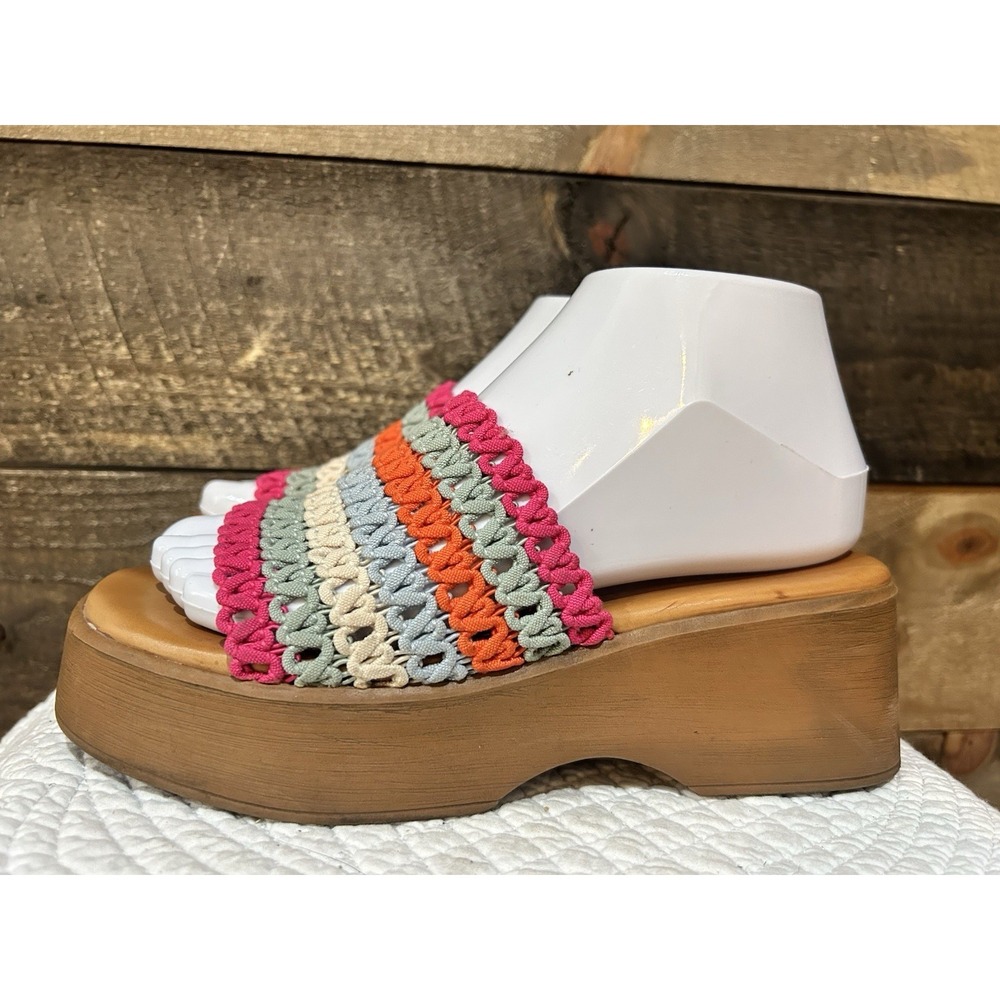 ALDO Yassu Woven Slide Chunky Heel Clog Slide Bright  Colors Size‎ 6